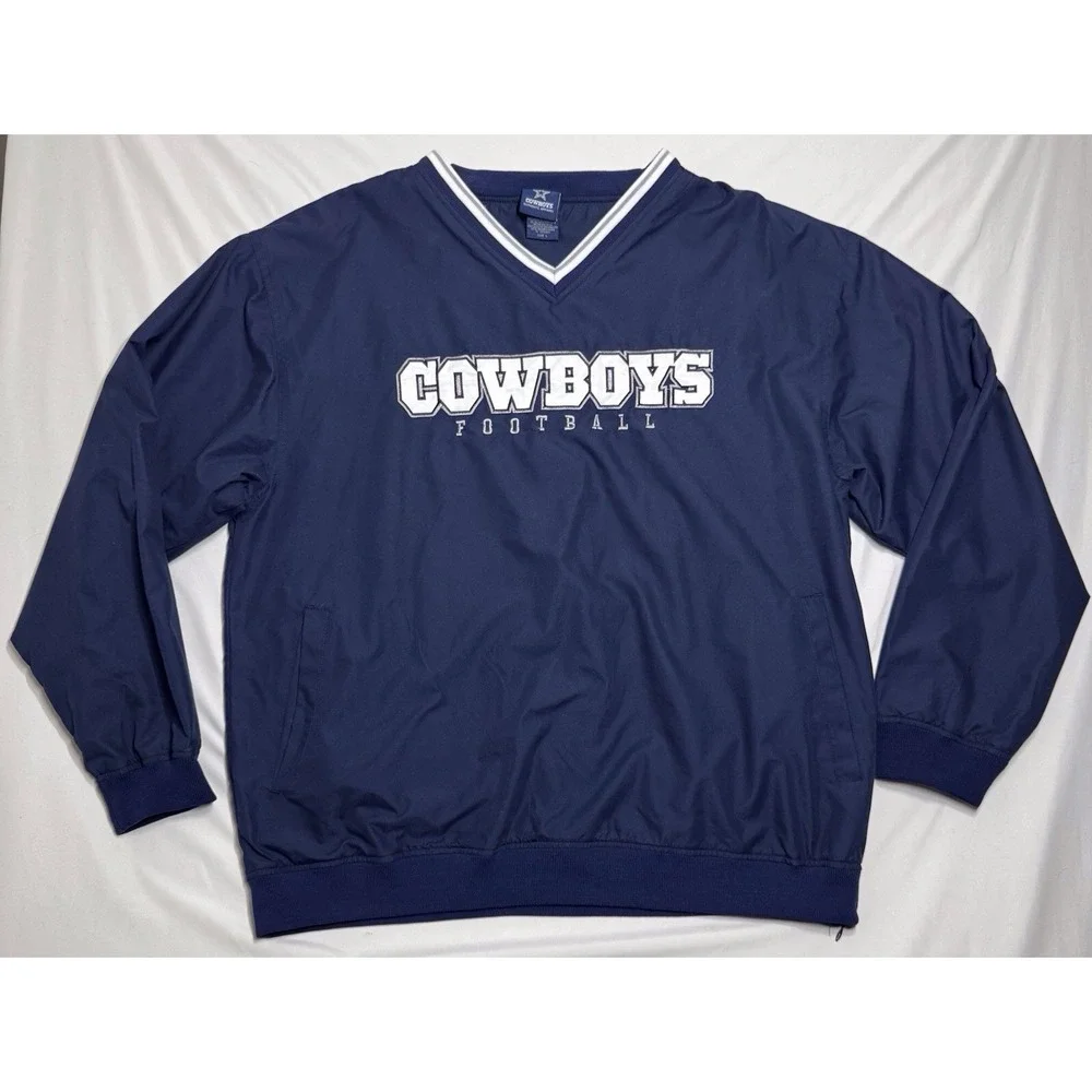 Dallas Cowboys Jacket Blue V Neck Pullover Apparel‎ Football Men's Size Large